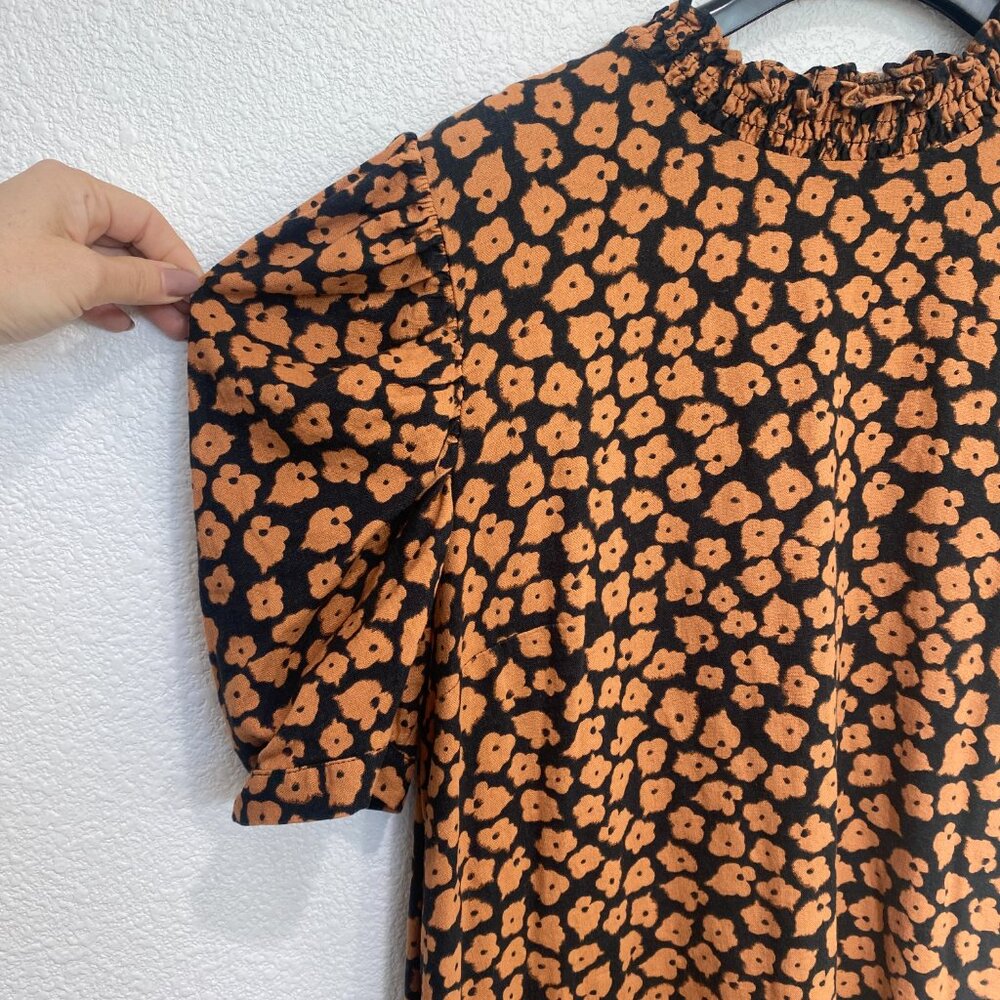 Who What Wear Linen Blend Floral Puff Sleeve Terracotta Shift Dress - XL - Picture 5 of 9